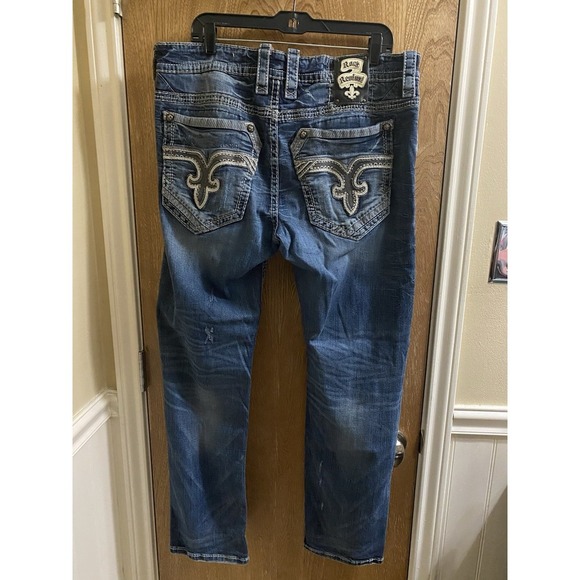 Rock Revival Jeans Mens Navid Straight 36 Blue Denim Distressed Vintage Y2K - Picture 2 of 13
